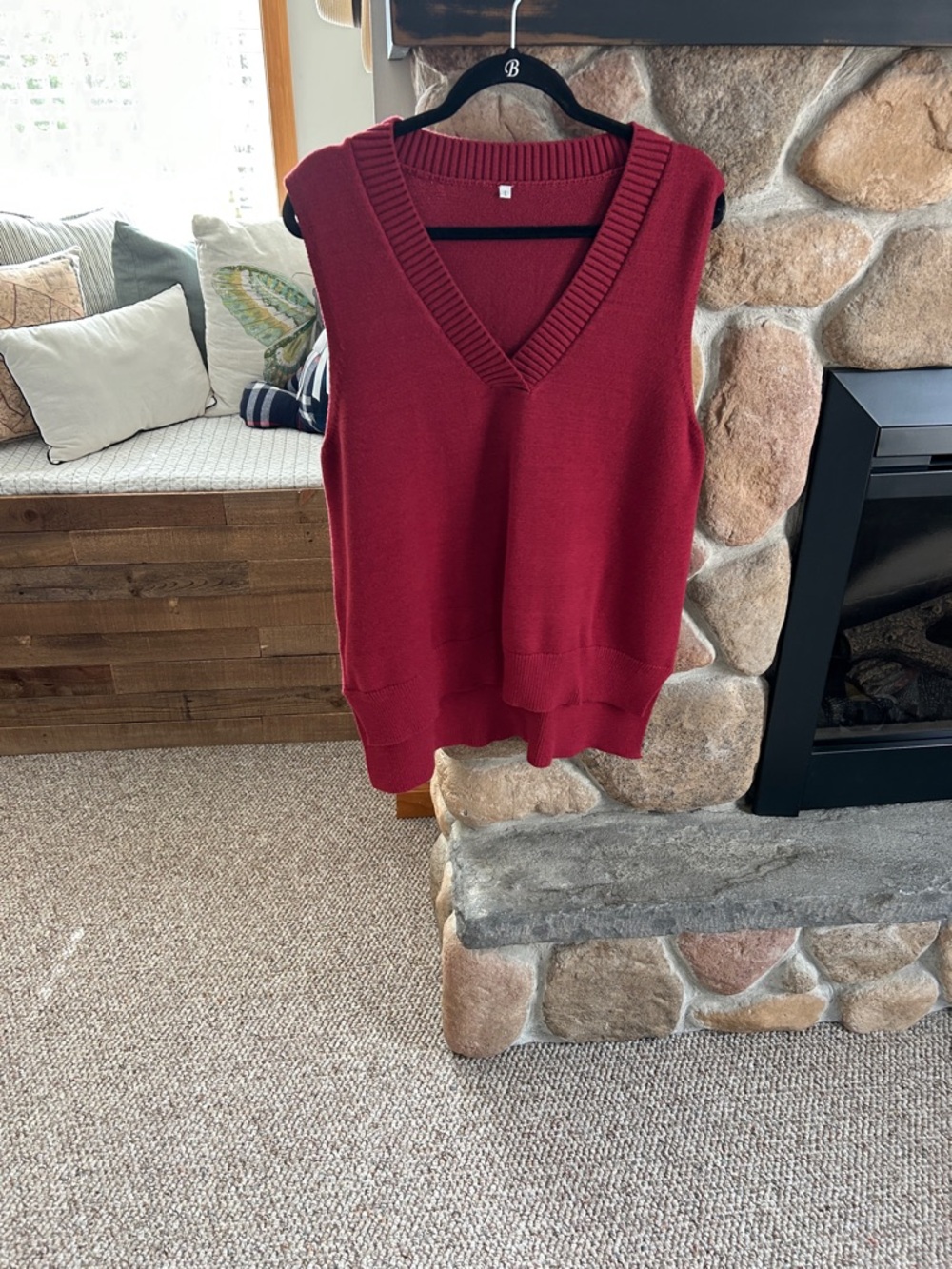 Classic Red V-Neck Knit Sweater Vest